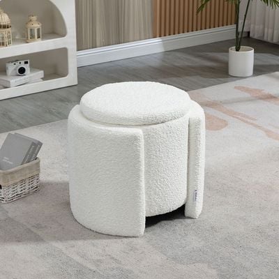 Bergman Fabric Storage Ottoman - White - With 2-Year Warranty